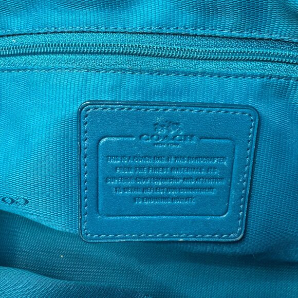 Coach Crosby Carryall Turquoise Leather Handbag - Picture 9 of 13